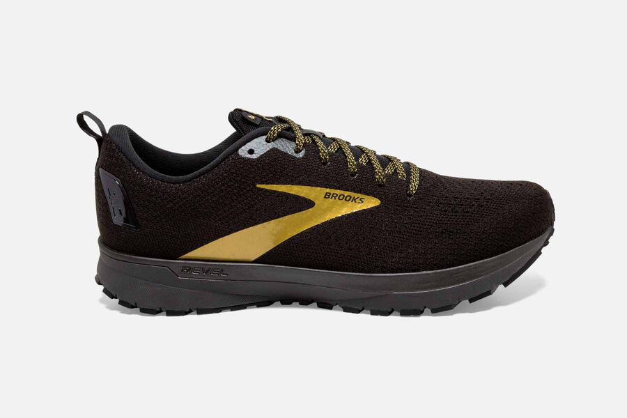 Brooks Revel 4 Mens Australia - Road Running Shoes - Black/Gold (054-CTIZP)